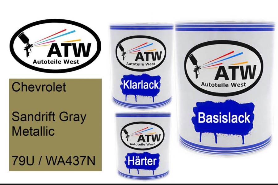 Chevrolet, Sandrift Gray Metallic, 79U / WA437N: 1L Lackdose + 1L Klarlack + 500ml Härter - Set, von ATW Autoteile West.